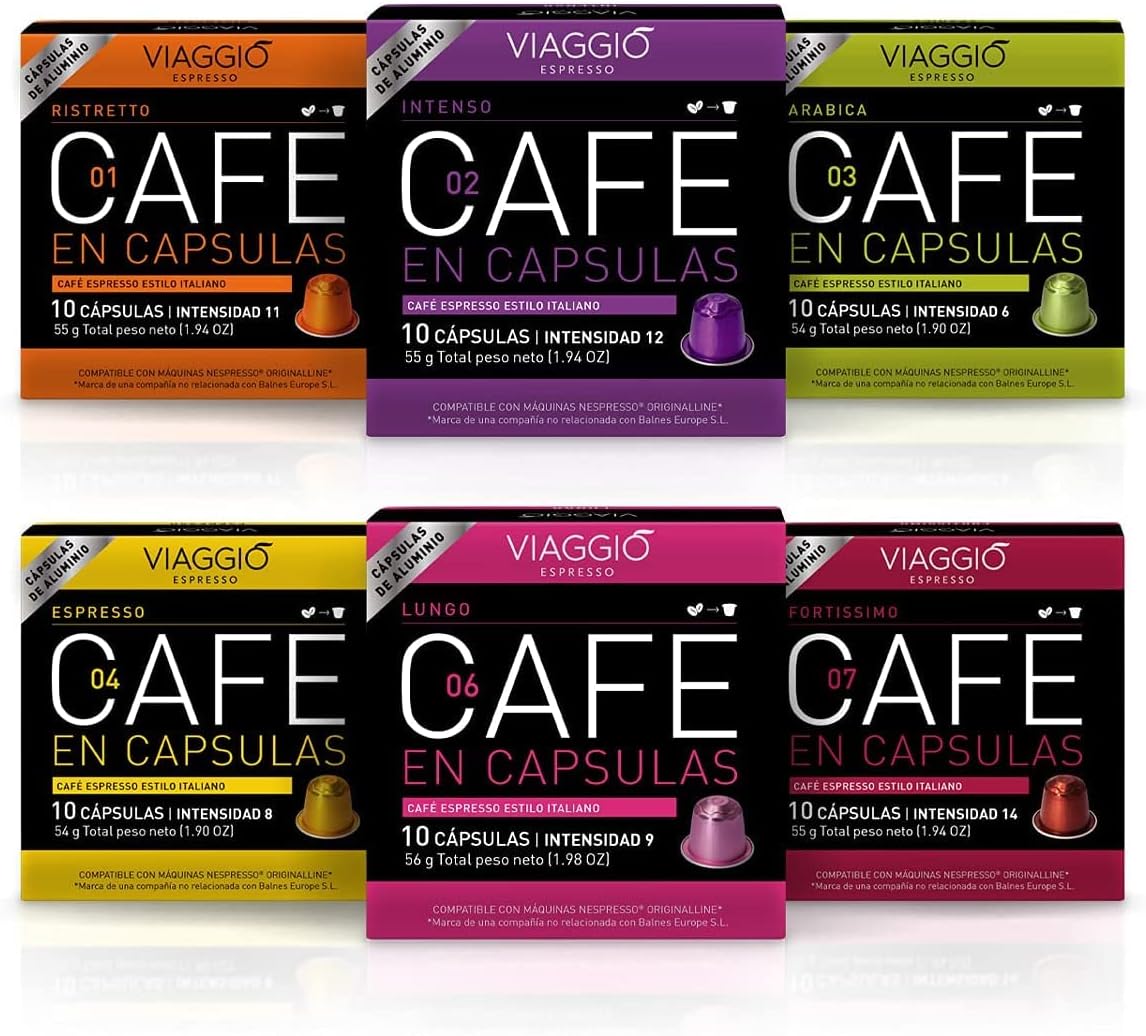 Viaggio Espresso Flavoured Coffee Pods - Aluminium Coffee Capsules Compatible with Nespresso Machine - Classic Selection - Variety Pack (60 capsules)