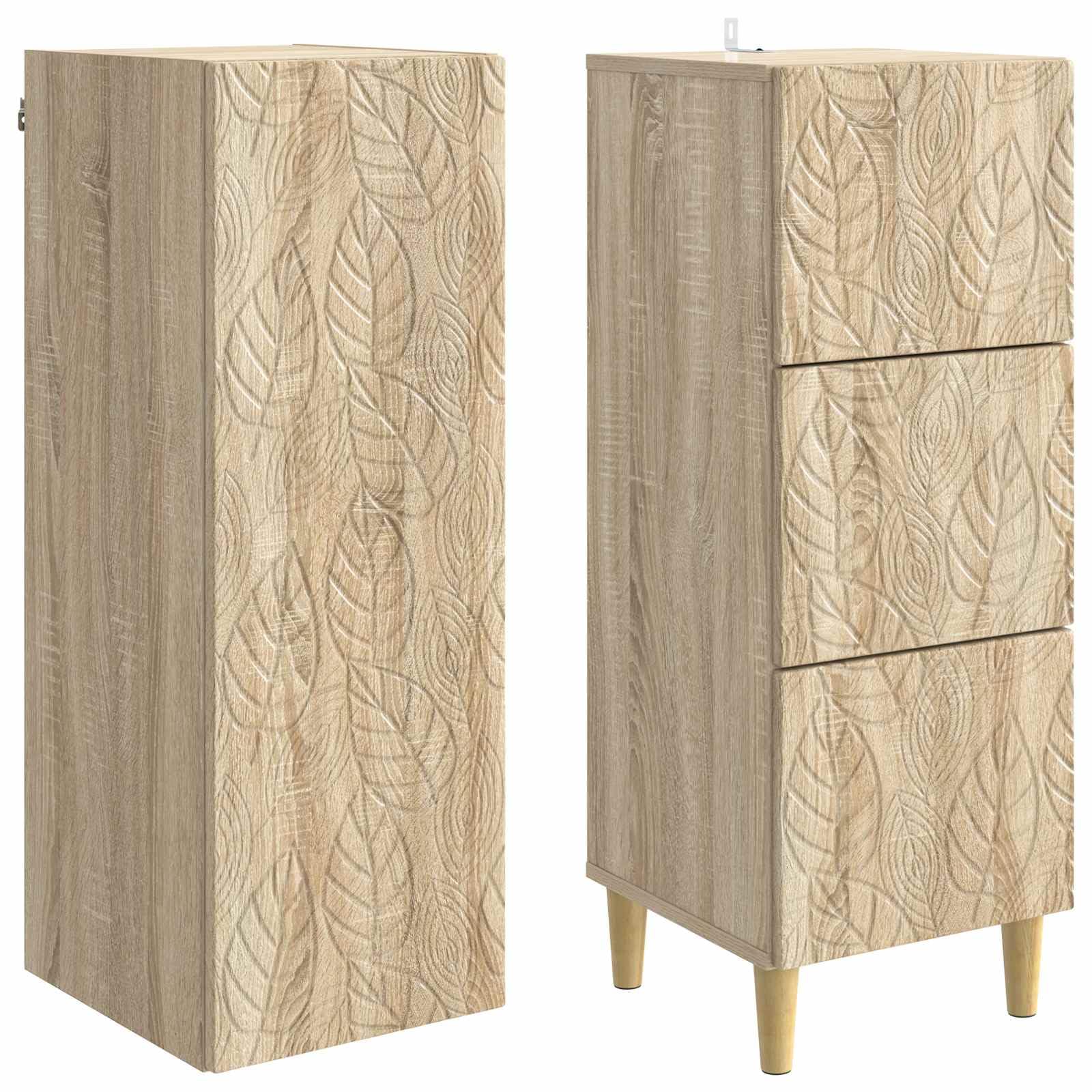 Juego de 2 armarios 33 x 34,5 x 90 cm de madera de roble Sonoma
