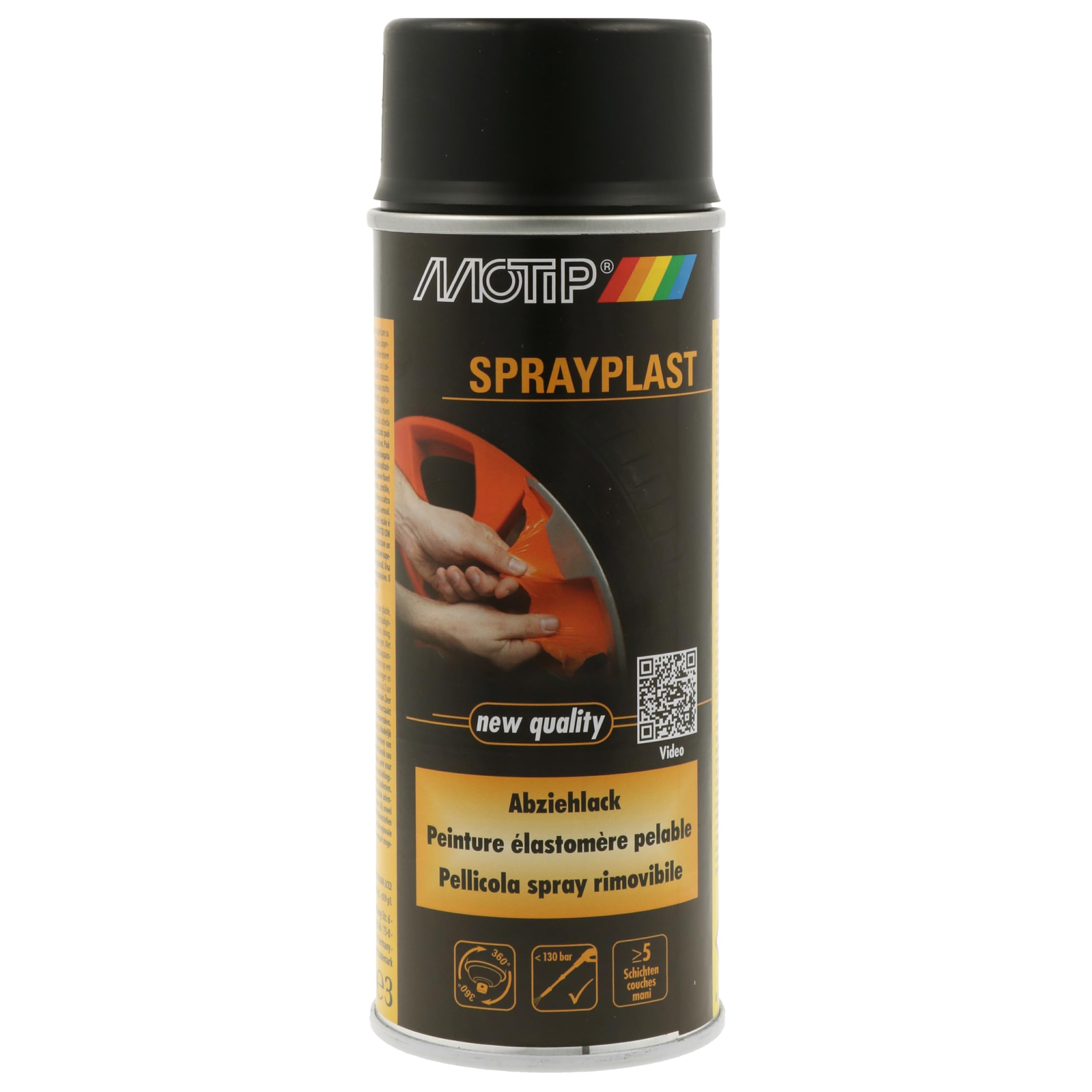 Peinture pelable Motip Sprayplast noir brillant 400ml pour une finition haut de gamme