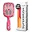 Janeke Superbrush Detangling Brush for Soft Smoothing Hair Brushing with Anti-Static Bristles - Vented Wet Hair Brush for Blow Drying Use - for Curly, Thick, Wavy, Fine Hair Types (Bright Pink)
