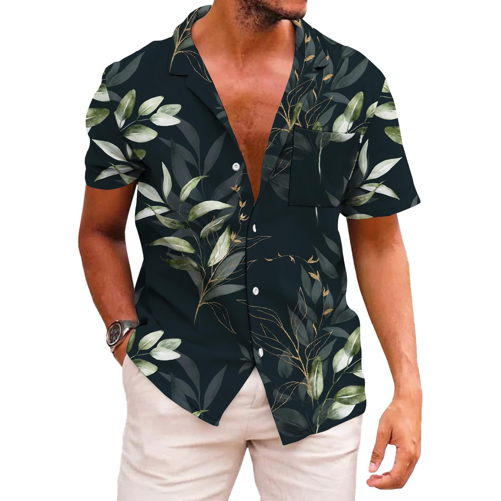 KYKU Funky Hawaiian Shirt for Men Palm Beach Shirts Tropical Vacation Clothes