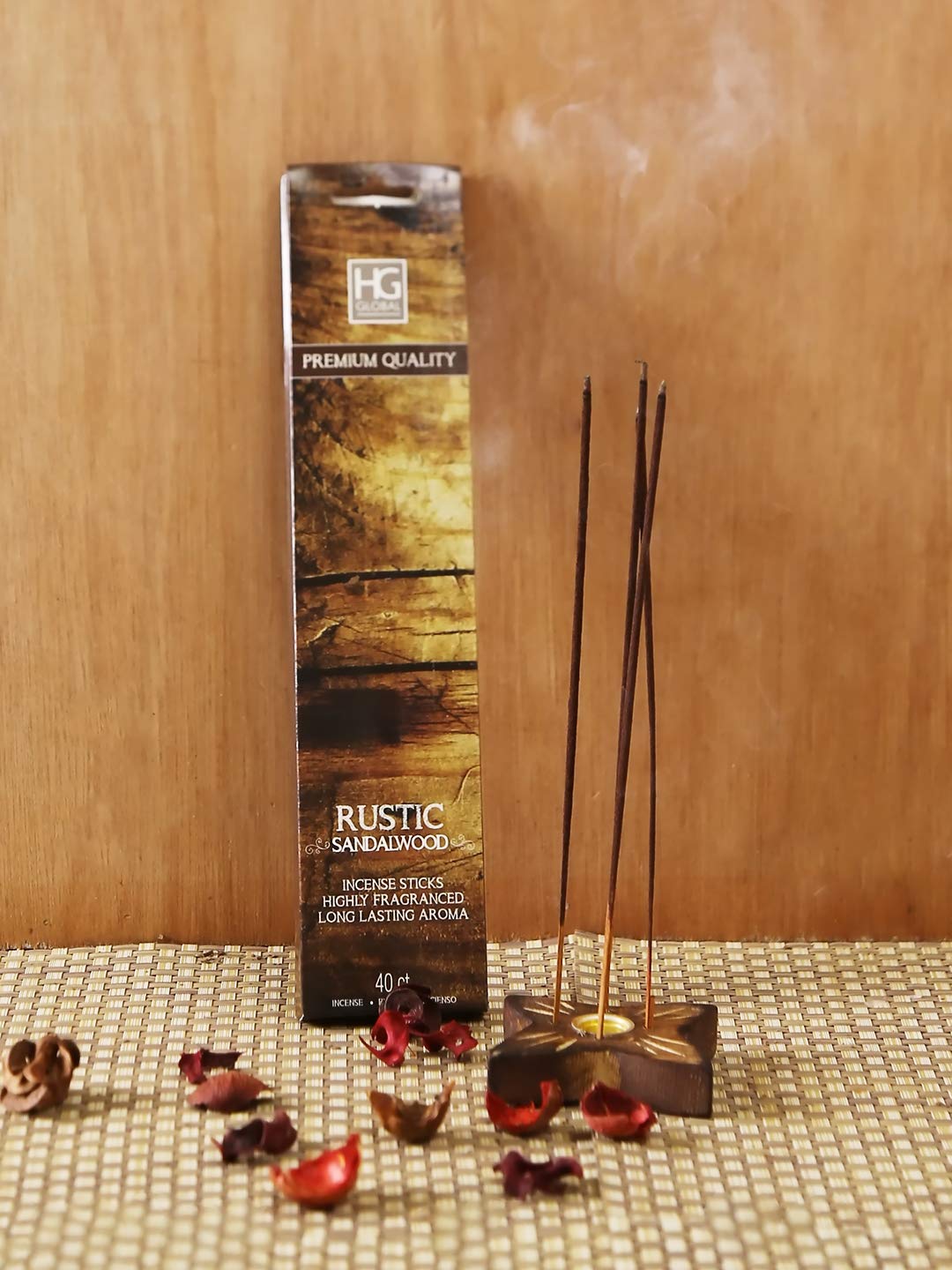 Hosley Rustic Sandalwood Natural Fragrance Incense Sticks |Infused with Essential Oils Agarbatti Sticks|Perfect for Home Pooja Meditation|Pack of 6(40 Incense Sticks Each)