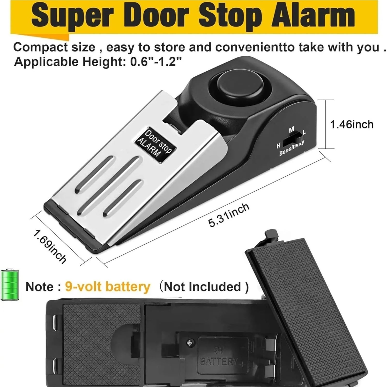 Tope Para Puerta Con Alarma 1-10 alarmas de tope puerta cuña 120 dB(4Pcs)