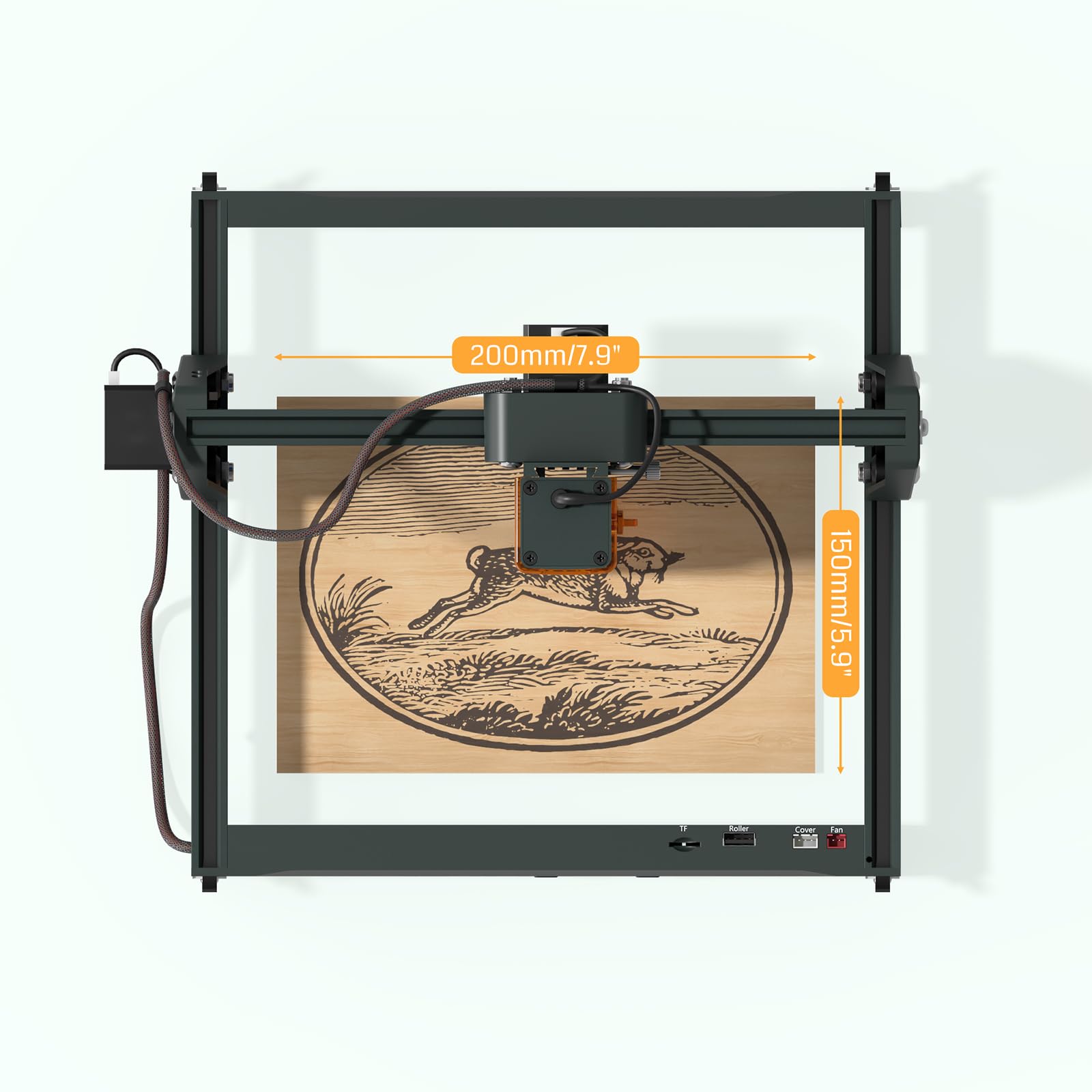 Genmitsu 2,5w Kortek Tragbarer Laser Graviermaschine, 200x150mm | Plug-and-Play, Präzises Gravieren und Schneiden von Papier, Leder mit ±0,01mm Wiederholgenauigkeit, Klasse 1