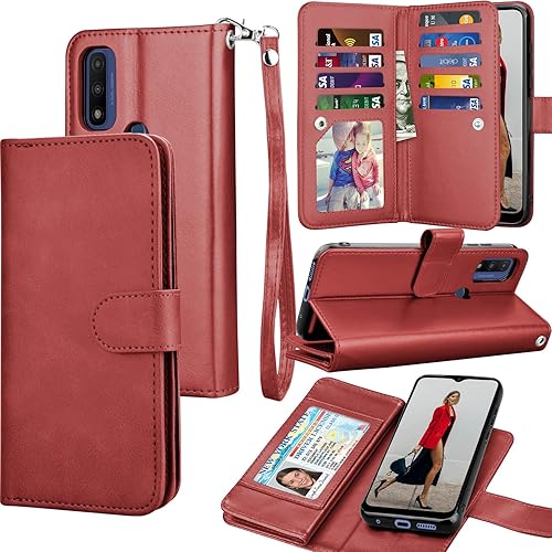 Tekcoo Funda tipo cartera para Moto G Pure  Motorola Moto G Pure 2021, de piel sintética de lujo, para tarjetas de crédito, para tarjetas de