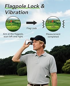 Hoorola Range Finder Golf, 1200 Yards Rangefinder with Slope, Magnetic Stripe, 7X Magnification, IP54 Water Resistant, Rechargeable Battery, Flag Pole Locking Vibration, Golf Accessories for Men Women