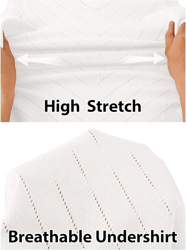 MEROKEETY Womens Light Sweater Vest V Neck Sleeveless Tank, White, X-Large image 6