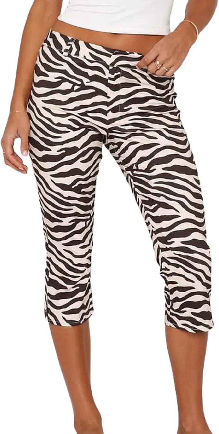 Women Side Slit Capri Pants Stretchy Slim Fit Capris Yoga Leggings Y2k Knee Length Going Out Cropped Pants