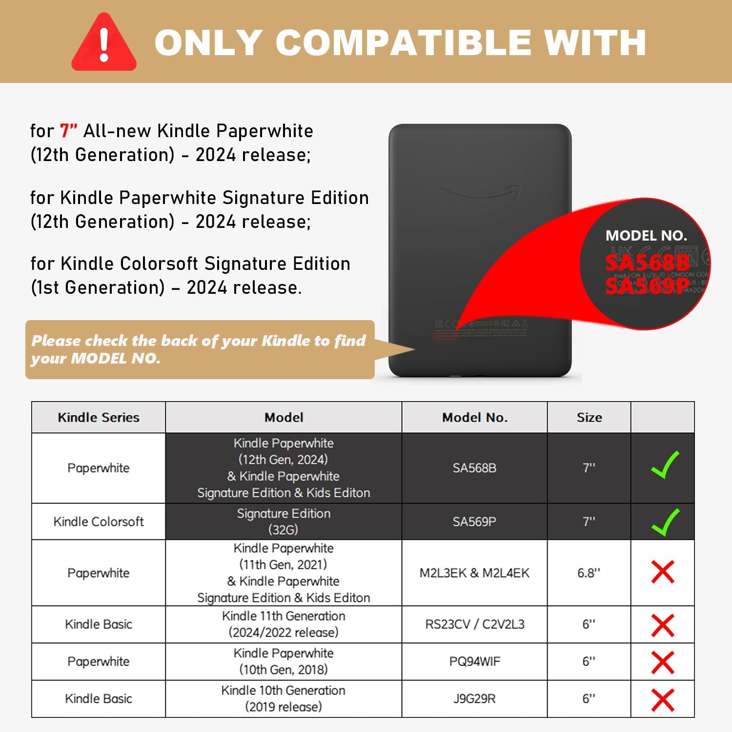 SCSVPN Case for 7" Kindle Paperwhite (12th Gen) & Kindle Colorsoft - 2024 Release, PU Leather Cute Premium Hard Back Cover with Hand Strap, Auto Wake/Sleep, Magnetic Closure, Lightweight Protection
