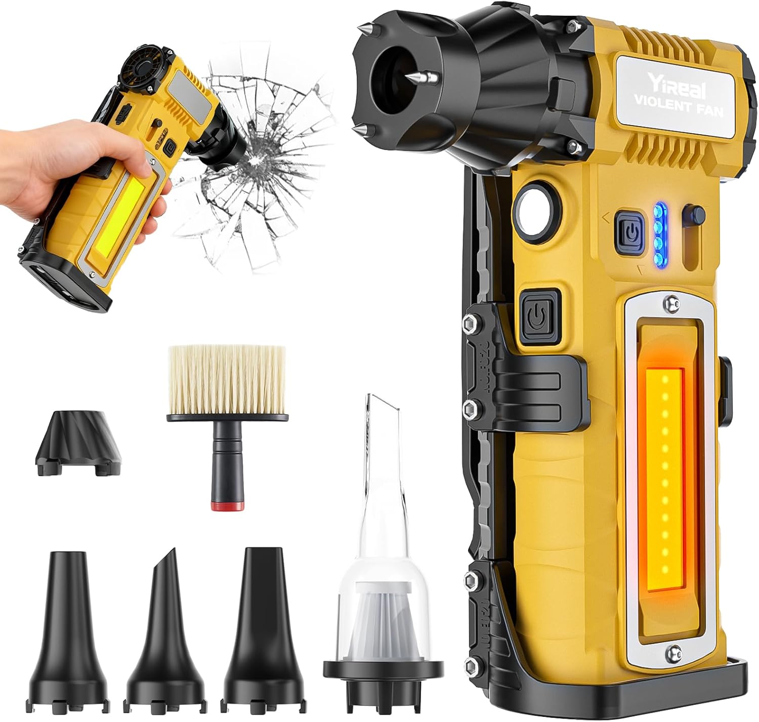 Compressed Air Duster 180000RPM 8000mAh,7-in-1 Electric Mini Dust Blower with LED Light,Cordless Rechargeable Air Duster for PC Keyboard Computer Car Vents Electronics Cleaner Home and Outdoor