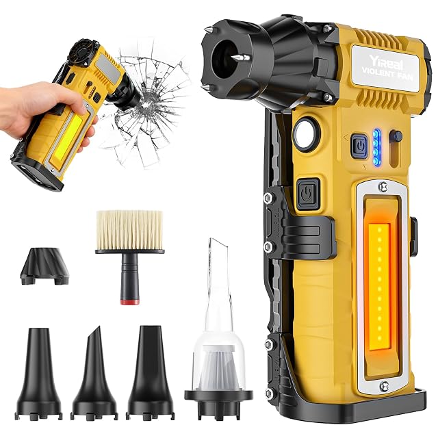 Compressed Air Duster 300000RPM 8000mAh 6-in-1 Electric Mini Air Blower with LED Light Cordless Rechargeable Air Duster for