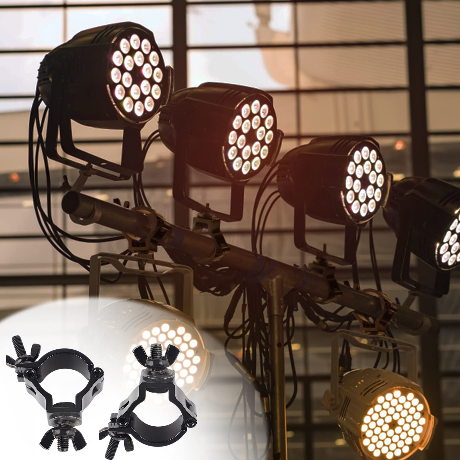 DBREAKS Truss Clamp, 4Pcs Morsetto per Luci da Palcoscenico TÜV/38-41mm Luce di Scena Morsetti Gancio di Lega di Alluminio/Montare Morsetti Luce della fase/Morsetti per illuminazione palcoscenico Nero