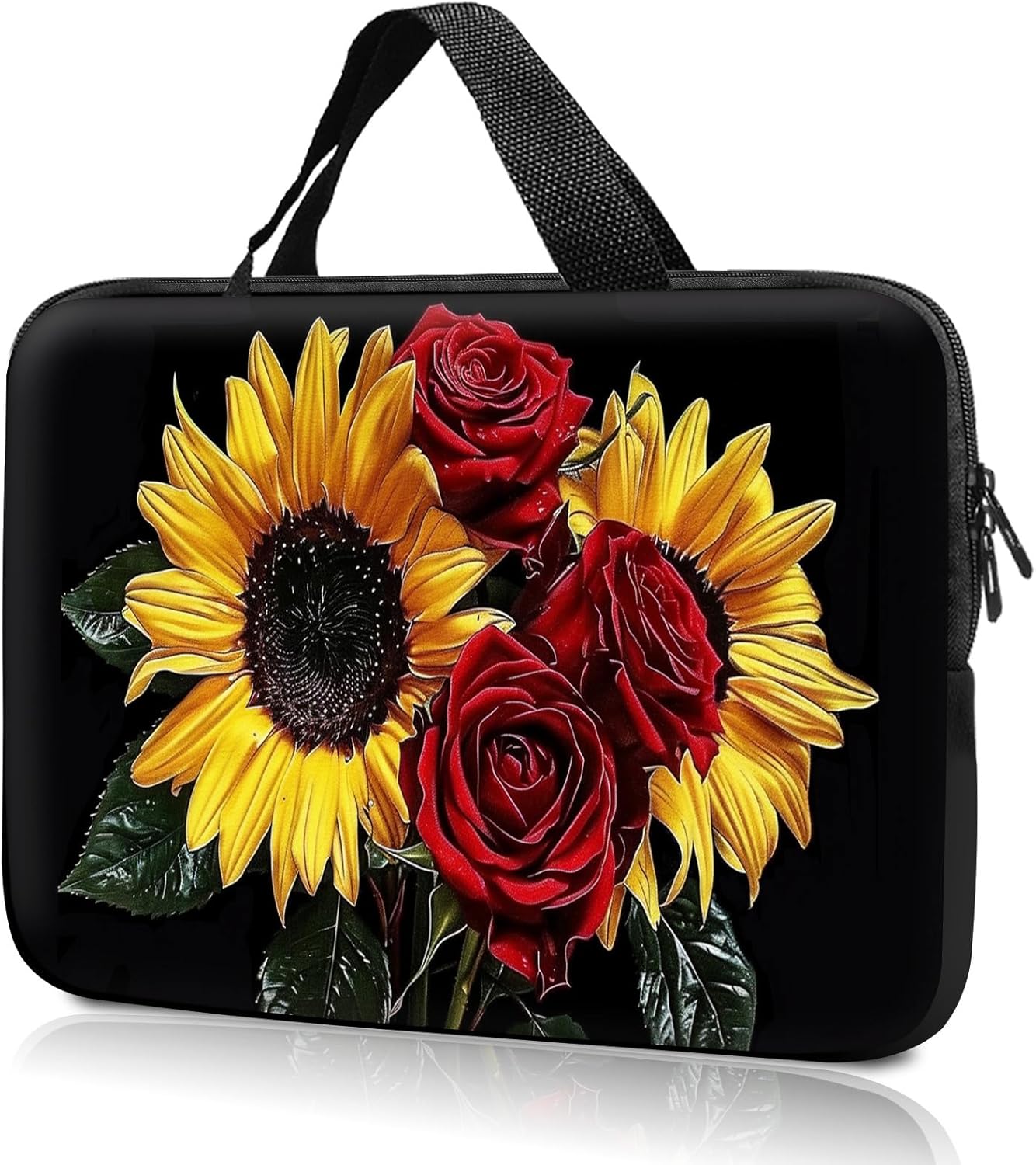 14" 15" Laptop Handle Bag Computer Bag,14.2" 15.4 inch Pouch Holder Notebook Sleeve Cover Compatible for Dell,Lenovo,Toshiba HP, Asus Notebook Messenger Briefcase-Rose sunflower