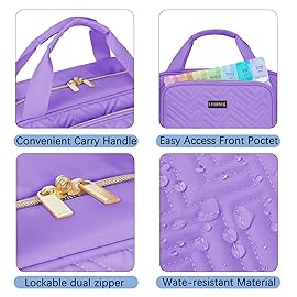 Leudes Travel Pill Bottle Organizer,Medicine Organizer and Storage,Home Medication Bag, Cases,Carrier for Pills,Vitamin,Fish Oil,Supplements for Women and Men (Large, Purple)