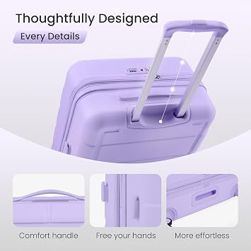 SHOWKOO Suitcase Sets 3 Piece Hard Shell PC+ABS Expandable Lightweight Durable Travel Suitcase with Spinner Wheels TSA Lock, 20 24 28 -Lavender Purple