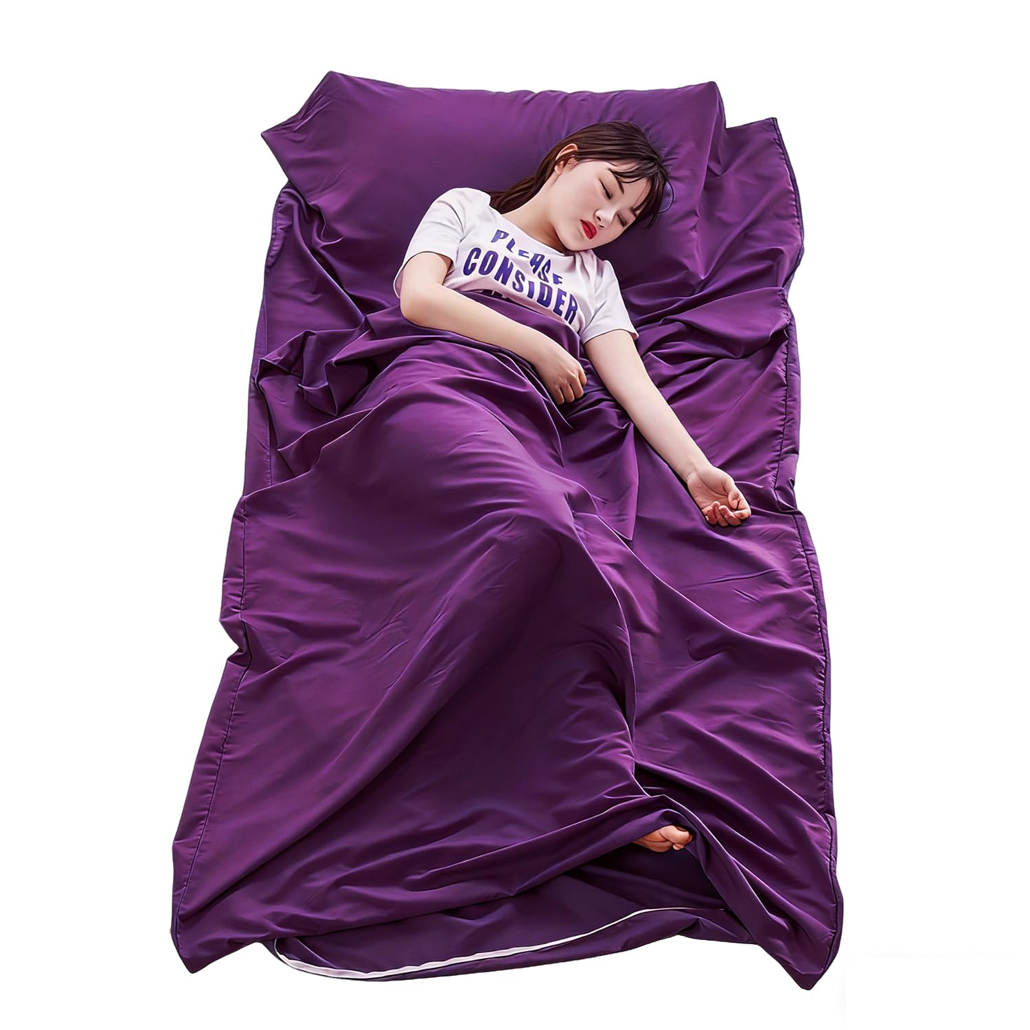 Saco de Dormir, Saco de Viaje Ultra-pequeño y Ultraligero, Saco Sabana con Comparimiento de Almohada Agregado, Ideal para Mochileros, Hostales y Cabañas de Montaña(220 x 90cm)