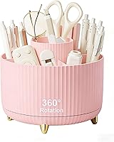 Vista 10 de Soporte para lápices de escritorio, 5 ranuras, organizador de bolígrafos giratorio de 360° para escritorio, almacenamiento de escritorio