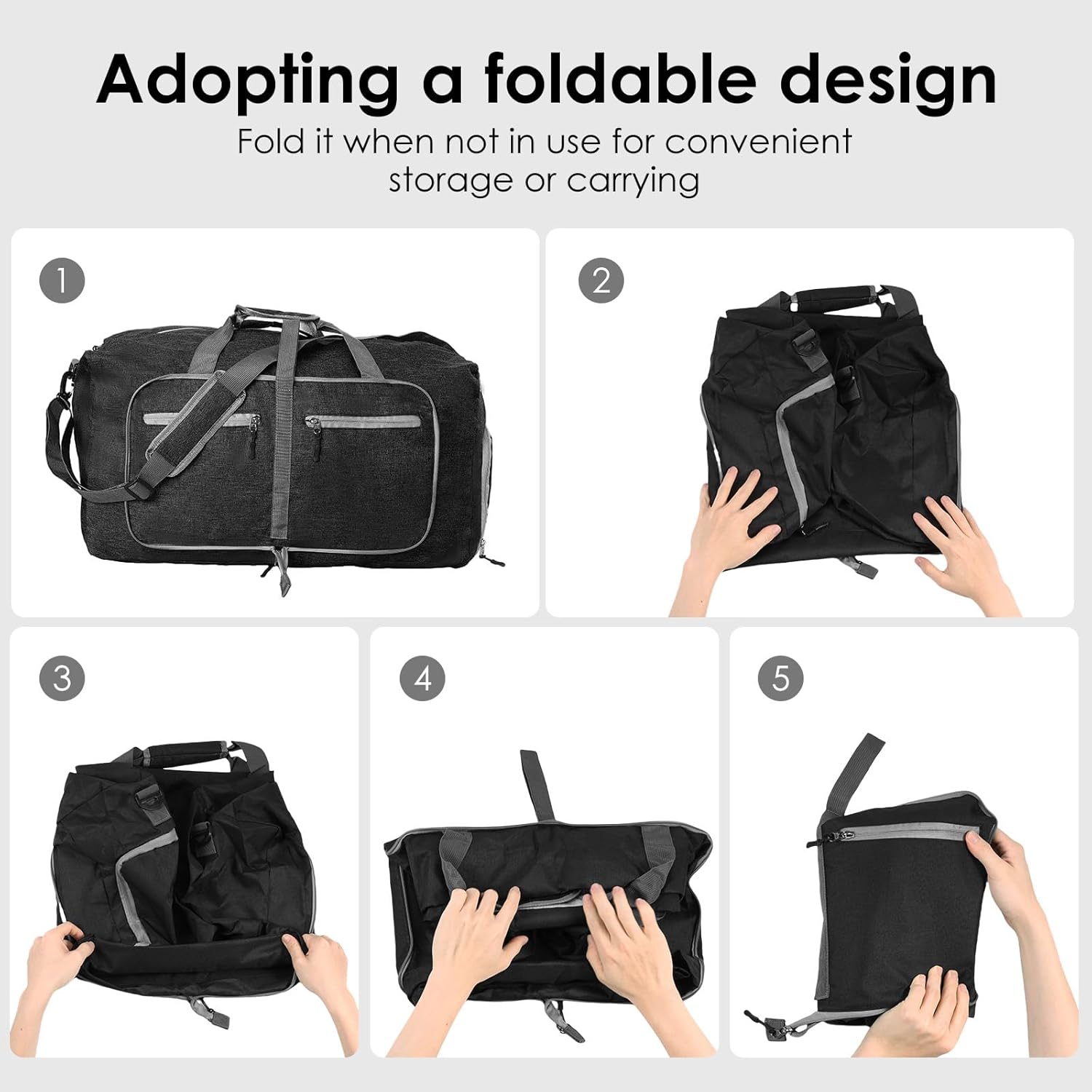 65l Foldable Duffles Bag,Large Duffle Bags for Travel,Waterproof Packable Duffle Bag for Travels,Travel Organizer Pouch Weekend Overnight Tote for Men Women - Image 5