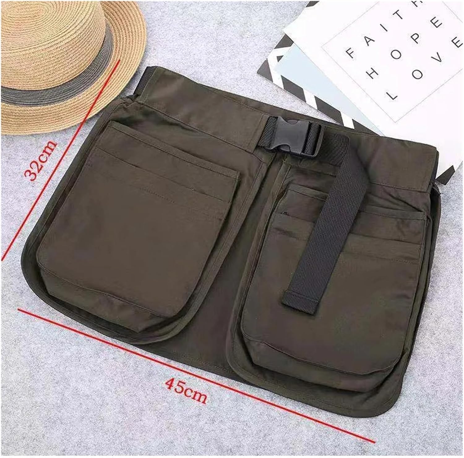 Tool Apron Multi Functional Men's and Women's Zipper Pocket Waist Seal, Outdoor Sports and Leisure Apron Bag