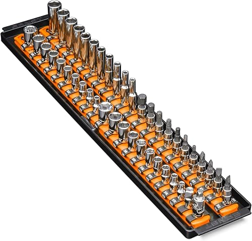 Ernst Manufacturing 8484 Socket Boss, 2 rieles premium, organizador de enchufes de 14 de pulgada, 18 pulgadas, naranja