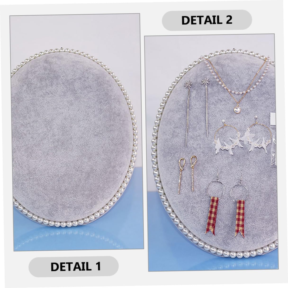 Toyvian Jewelry Organizer Earring Display Stand Large Oval Pearl Panel Wall-mounted Earring Storage Rack for Home Desktop Accessories