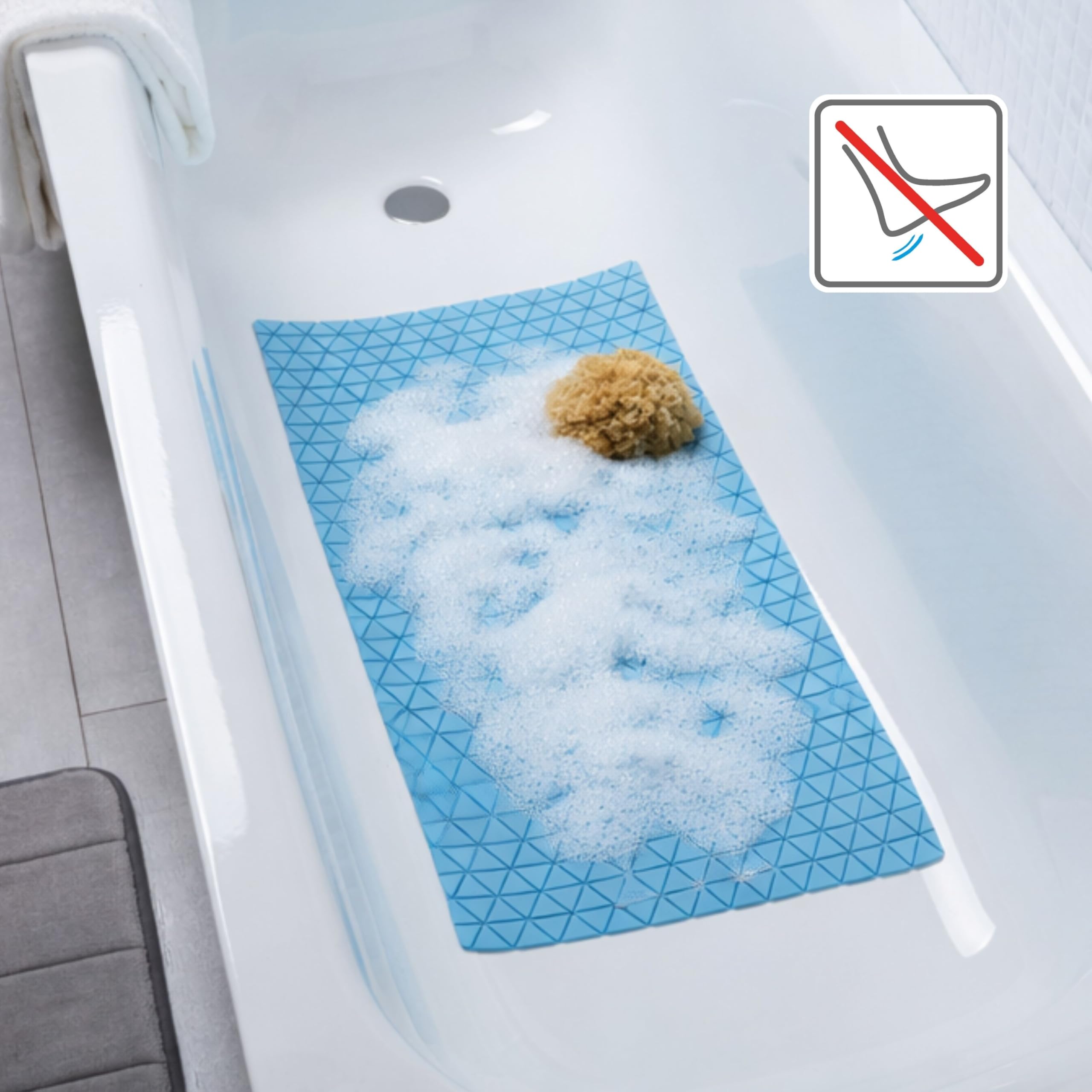 TATAY Alfombra Bañera Antideslizante 72 x 36 cm | Seguridad Antideslizante Certificada | Material TPE SBS con Mayor Sujeción, Tacto Agradable y Durabilidad Superior - Mediana - Modelo Diamond - Azul