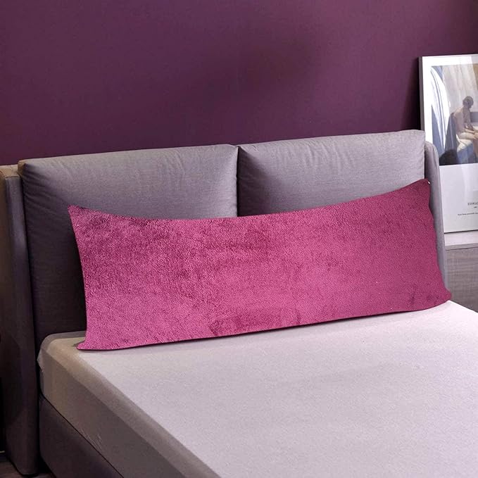 Pindia Wine Fleece Polyester Washable Long Body Pillow Cover (18 x 54 Inch)