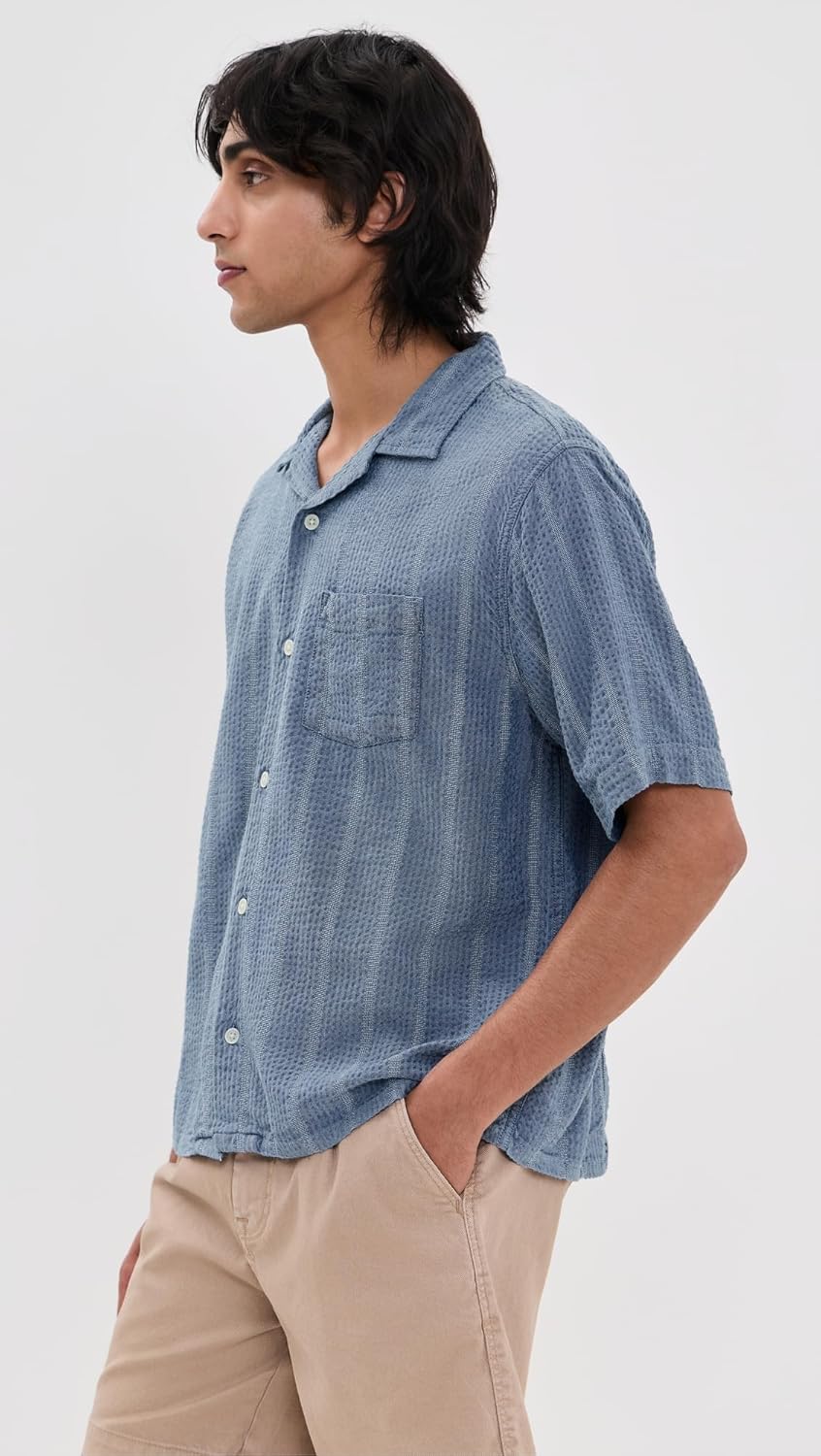 Corridor Men's Striped Seersucker Short Sleeve Shirt - Image 5