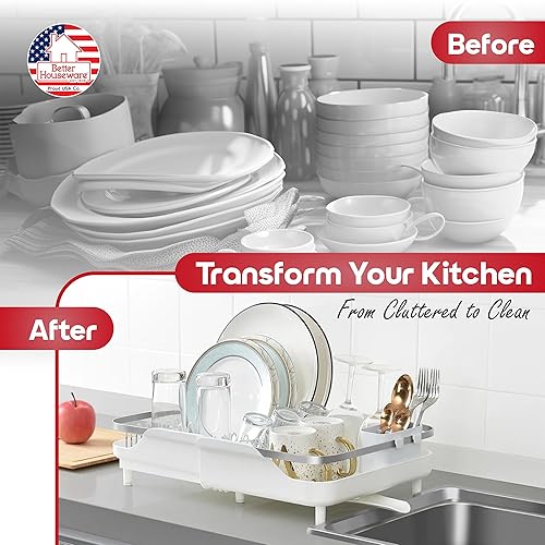 Miniatura 5 de Better Houseware Escurridor expandible de acero inoxidable que ahorra espacio para encimera de cocina con escurridor y soporte desmontable para