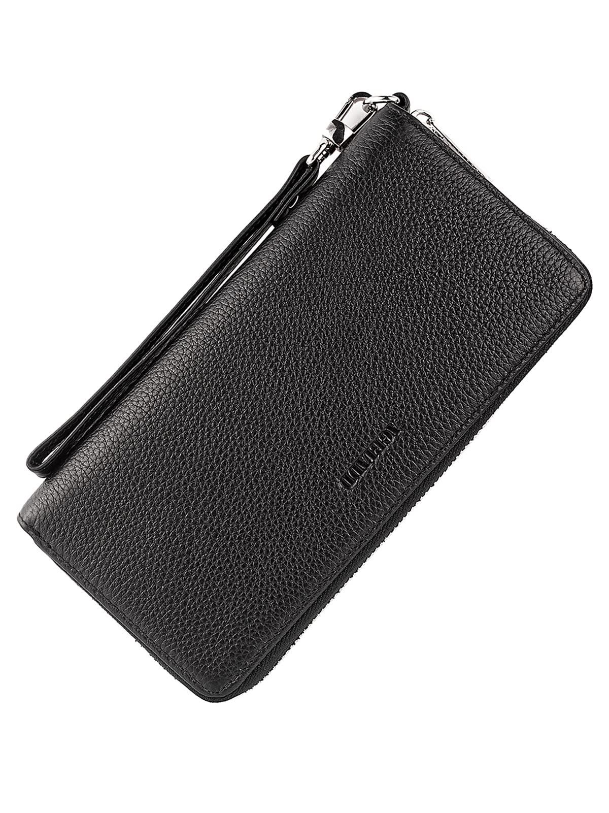 AGBIADD Plus Size Women's Wallet Genuine Leather Zip Around Clutch Large Travel Purse (Black)