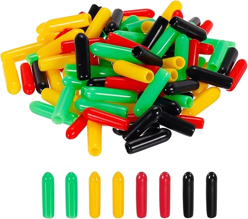 MECCANIXITY 100 tapas de goma de 18 pulgadas (0.118 in), surtido de tapas de rosca de vinilo de PVC, tapas redondas de alambre para perno de