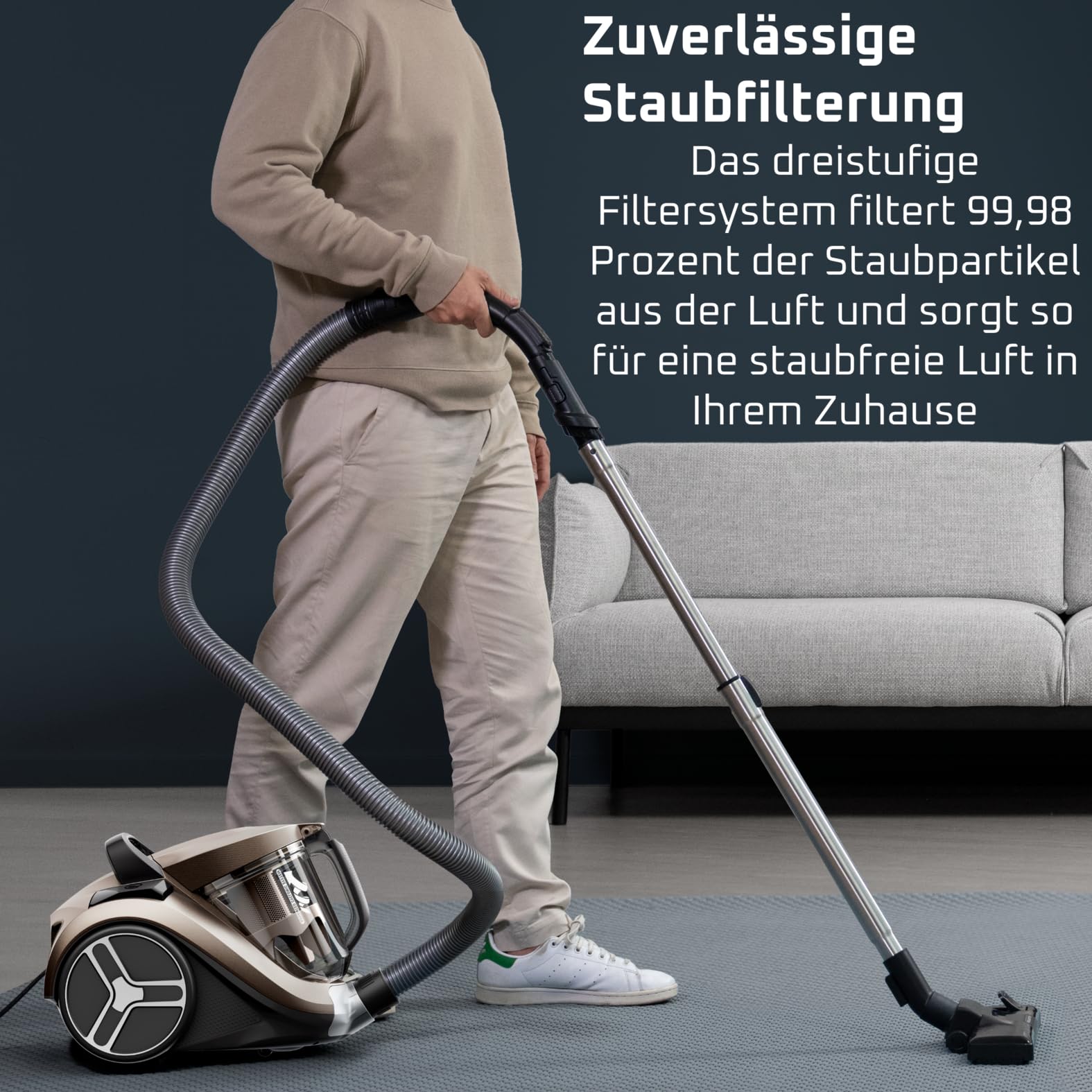 Rowenta Compact Power XXL Animal beutelloser Bodenstaubsauger, 900 Watt, 3-stufiges Filtersystem, XXL Fassungsvermögen, 8,80 m Reinigungsradius, inkl. umfangreichem Zubehör, Bronze, RO4B50