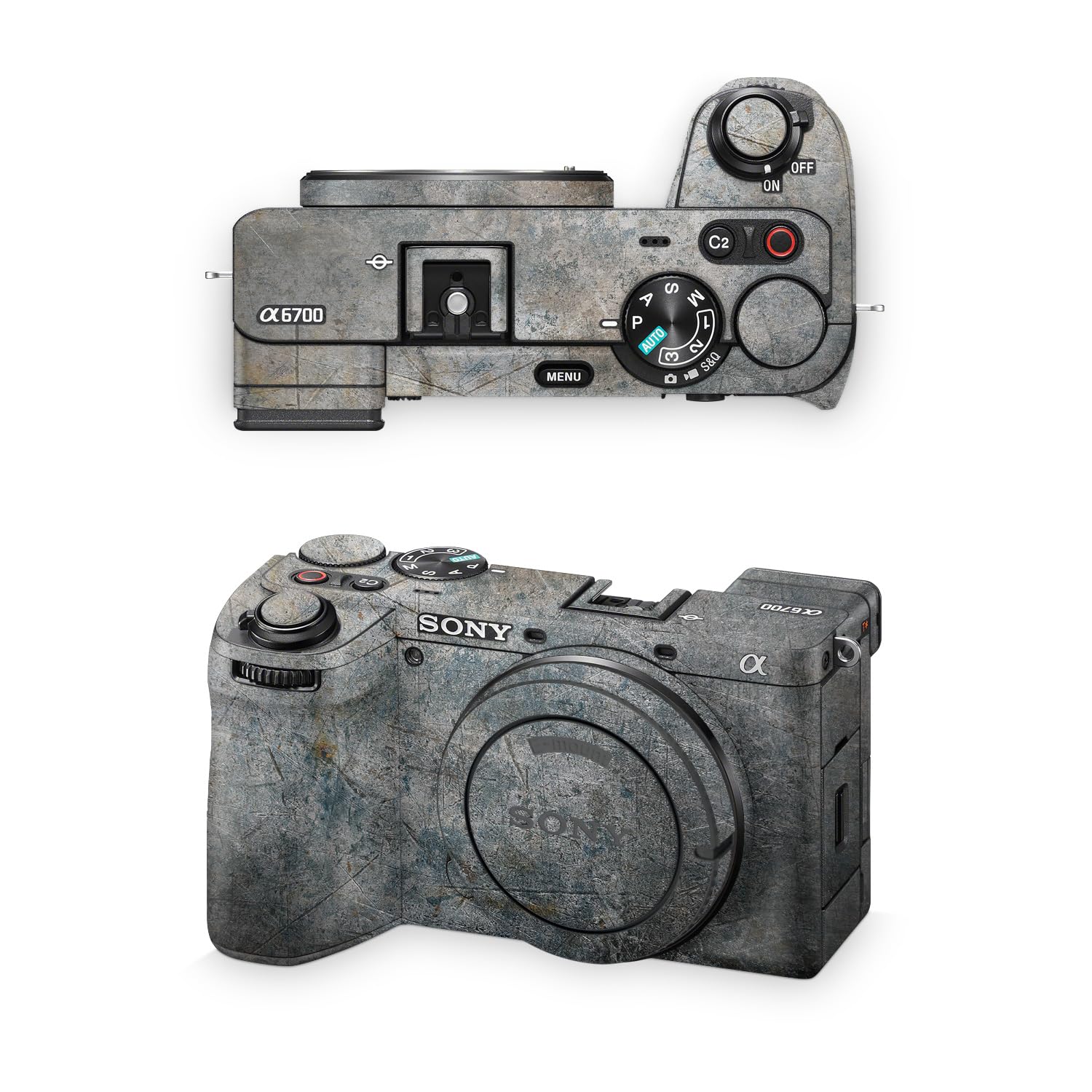 Camera Skin Compatible with Sony A6700 Mirrorless Camera (2023) - Shadow Concrete - Premium 3M Vinyl Protective Wrap Decal Cover - Easy to Apply | Crafted in the USA by MightySkins