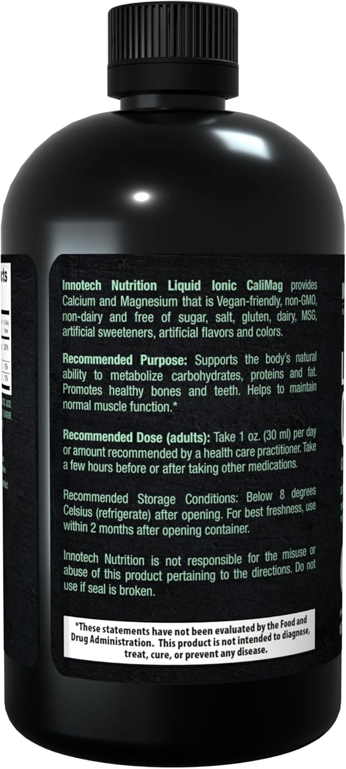 Innotech Nutrition Liquid Ionic CaliMag Bone & Muscle Support High Absorption Calcium Magnesium & Vitamin C Orange Flavor 500 mL