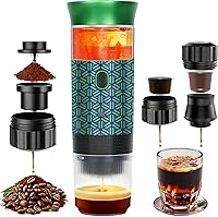 HX HECLX Portable Battery Powered Espresso Maker - Self-Heating Travel Coffee Machine for Camping, RV, Hiking (Green/Black)