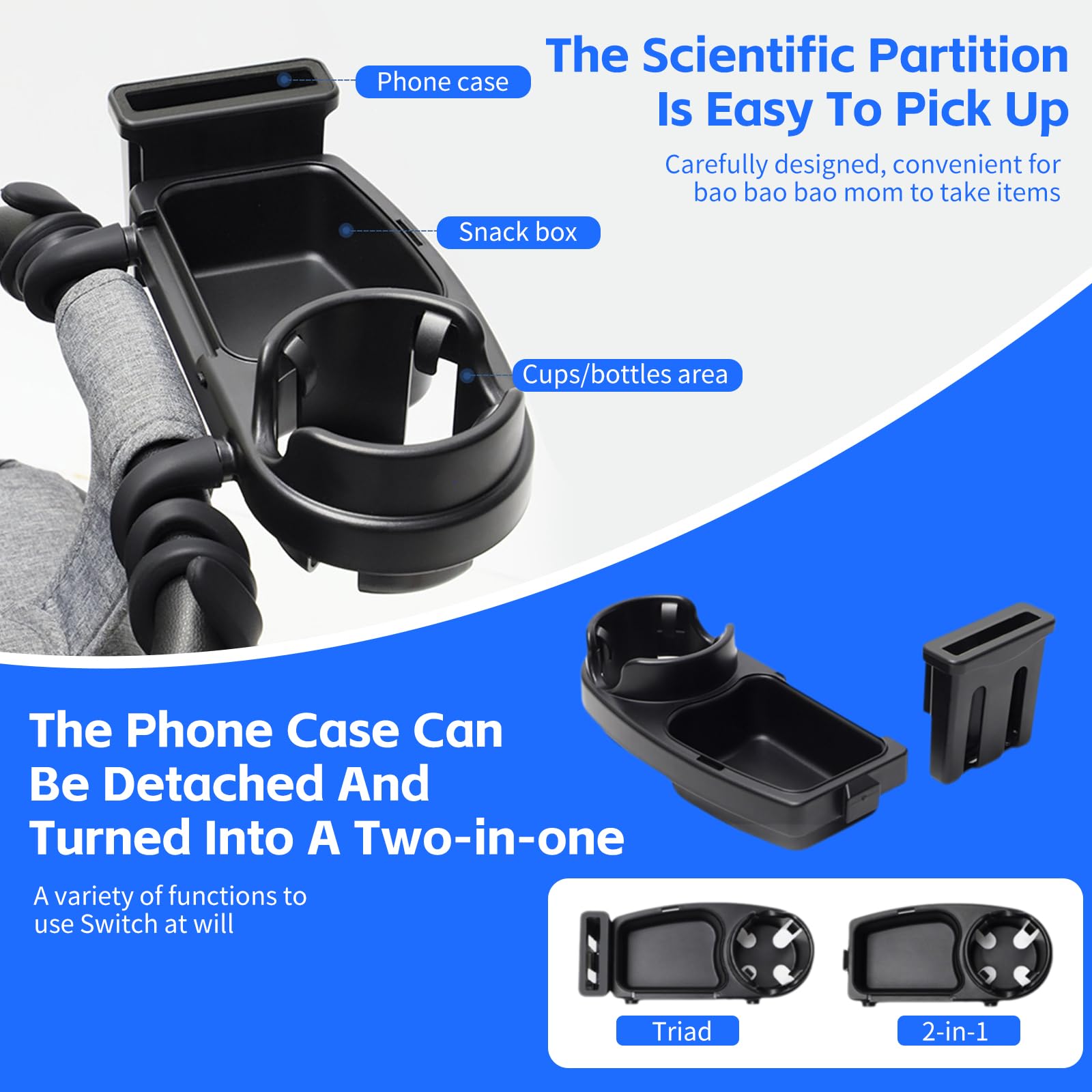 auvstar Universal Bandeja De Bocadillos Cochecito,3en1 Bandeja Universal Para Bebé Con Soporte Móvil,Accesorio Desmontable Para Silla De Paseo,Adecuado Para La Mayoría Los Cochecitos Con Reposabrazos