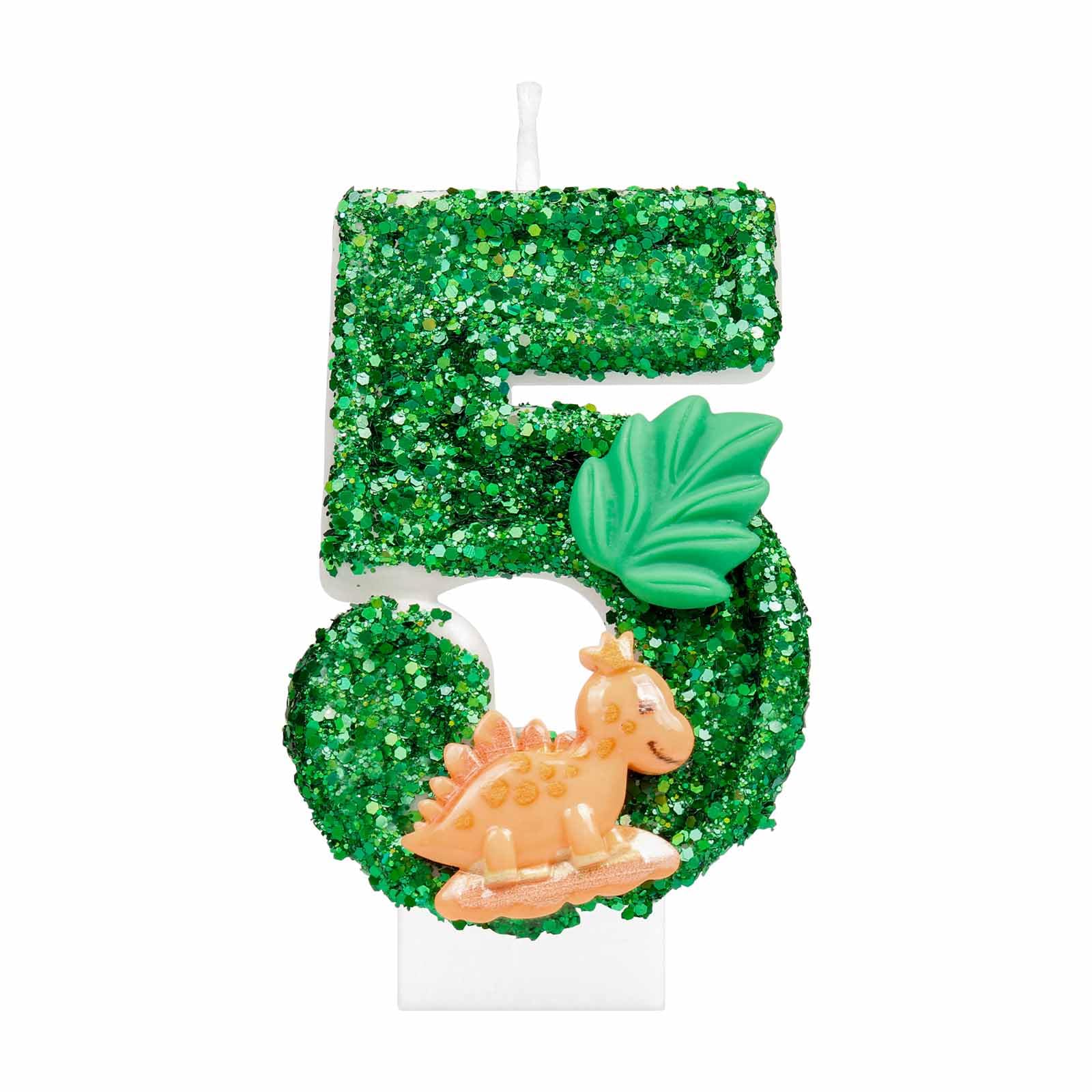 i-QiQi Dinosaur Number 5 Birthday Candle Dinosaur Glitter 5th Birthday Number Candle Glitter 3D Design Cake Topper Decoration Happy Birthday Cake Candles for Green Animal Theme