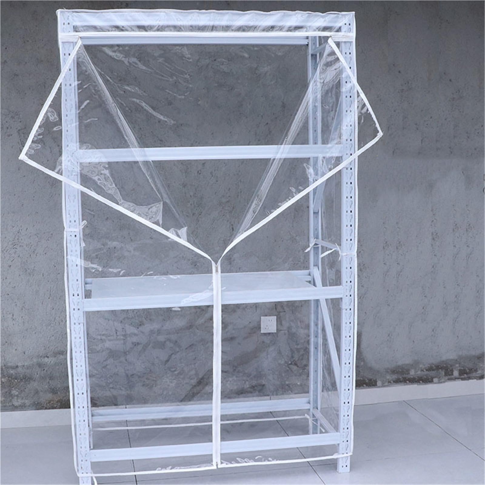 Copertura Antipolvere in PVC Trasparente Impermeabile Resistente all'Acqua e alla Polvere Tessuto Resistente Coperture per scaffali da Esterno con Cerniera(B,60x35x160cm)