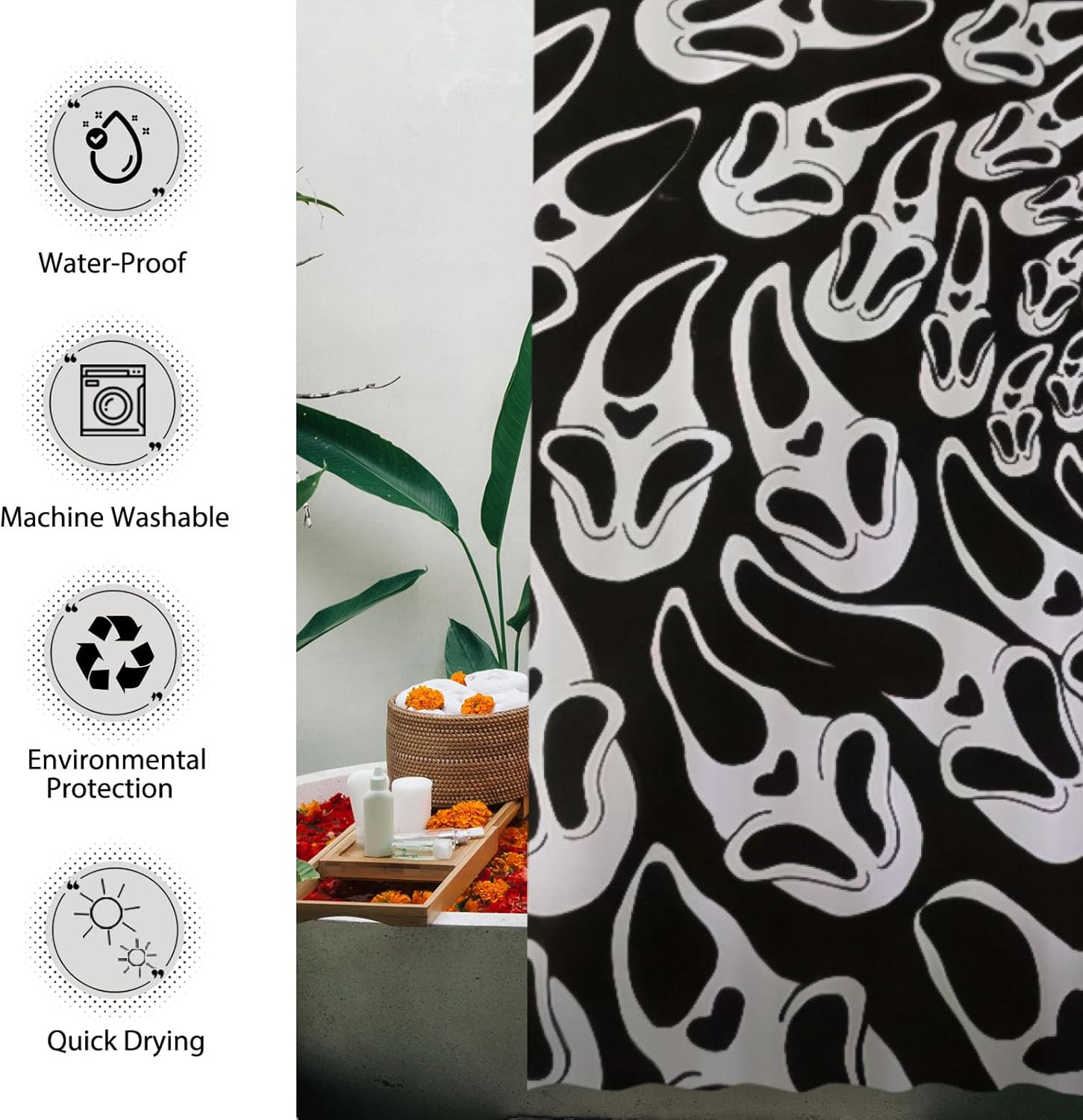 Funnytree Fright Call Shower Curtain, Horror Film Bathroom Decor, Waterproof Fabric Durable Easy Care Washable, 72"X72"(Hooks Not Included) SC00413-002