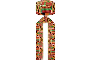African Kente Cloth: 2 Pcs KenteKufi & Stole Set