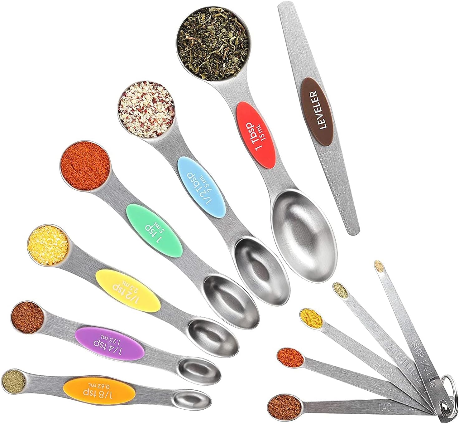 Qtrednrry Measuring Spoons,6 Double Sided Measuring Spoon