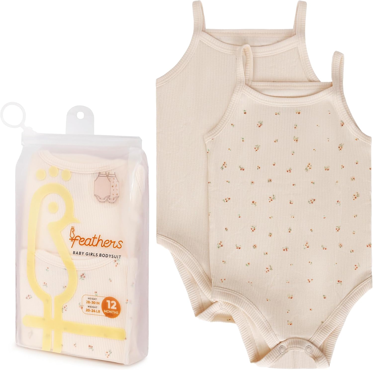 Feathers Super Soft Cotton Tank Top Baby Girl Undershirts – One-Piece Toddler Bodysuit (2 Pack) - Image 6