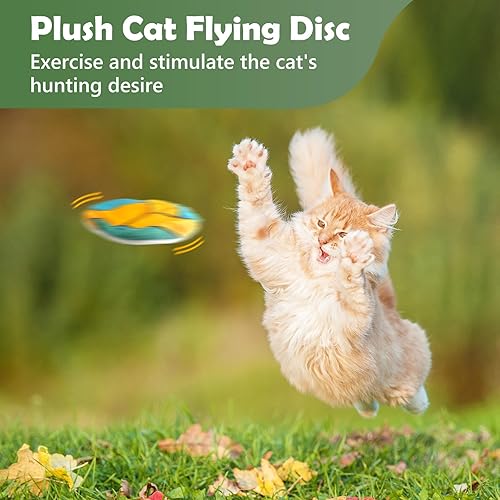 Miniatura 6 de FYNIGO Juguetes de hierba gatera para gatos de interior adultos y gatitos, juguete interactivo de disco volador para gatos, juguetes de peluche para
