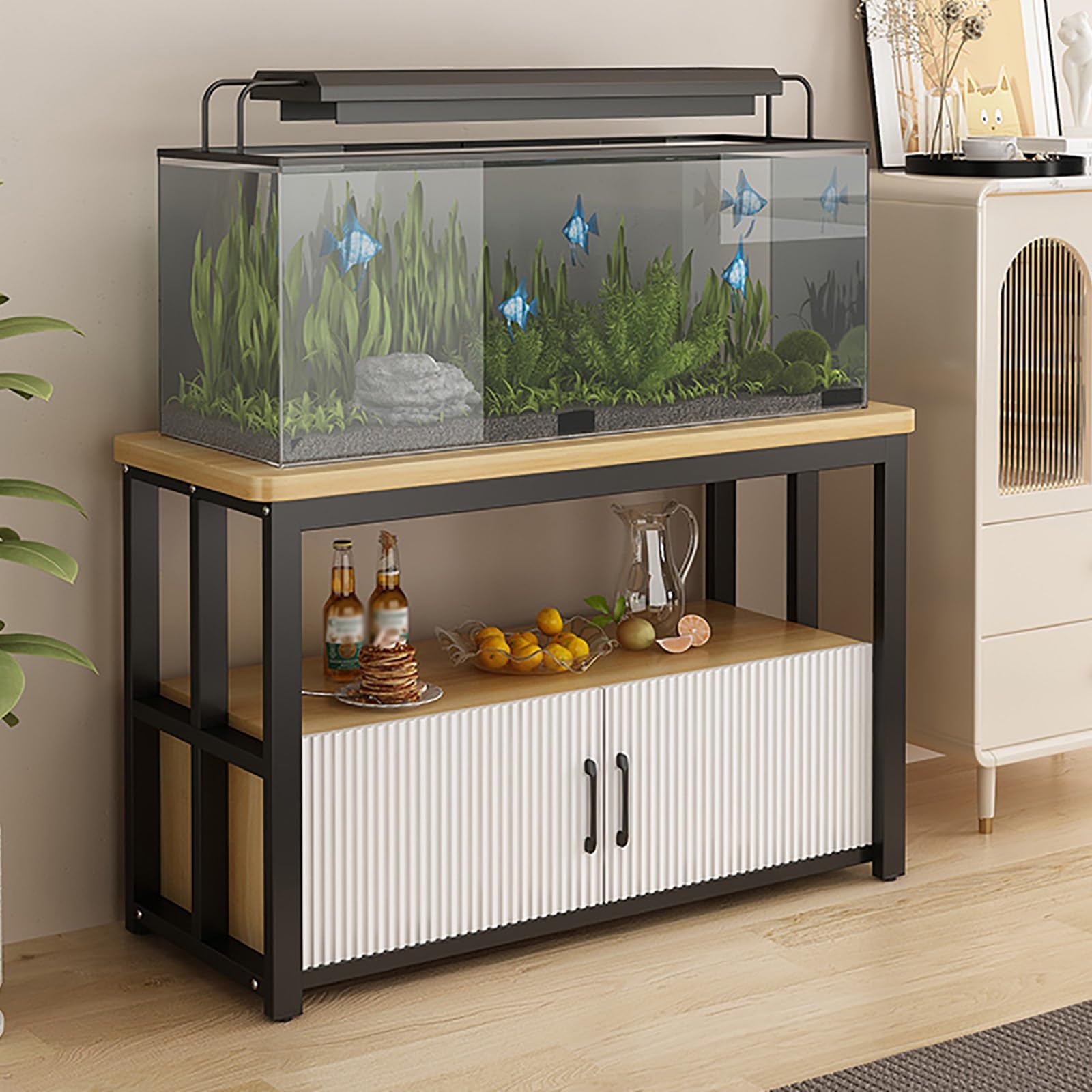 Sturdy Aquarium Stand with Storage Cabinet, High Load-Bearing Capacity for Fish and Reptile Tanks