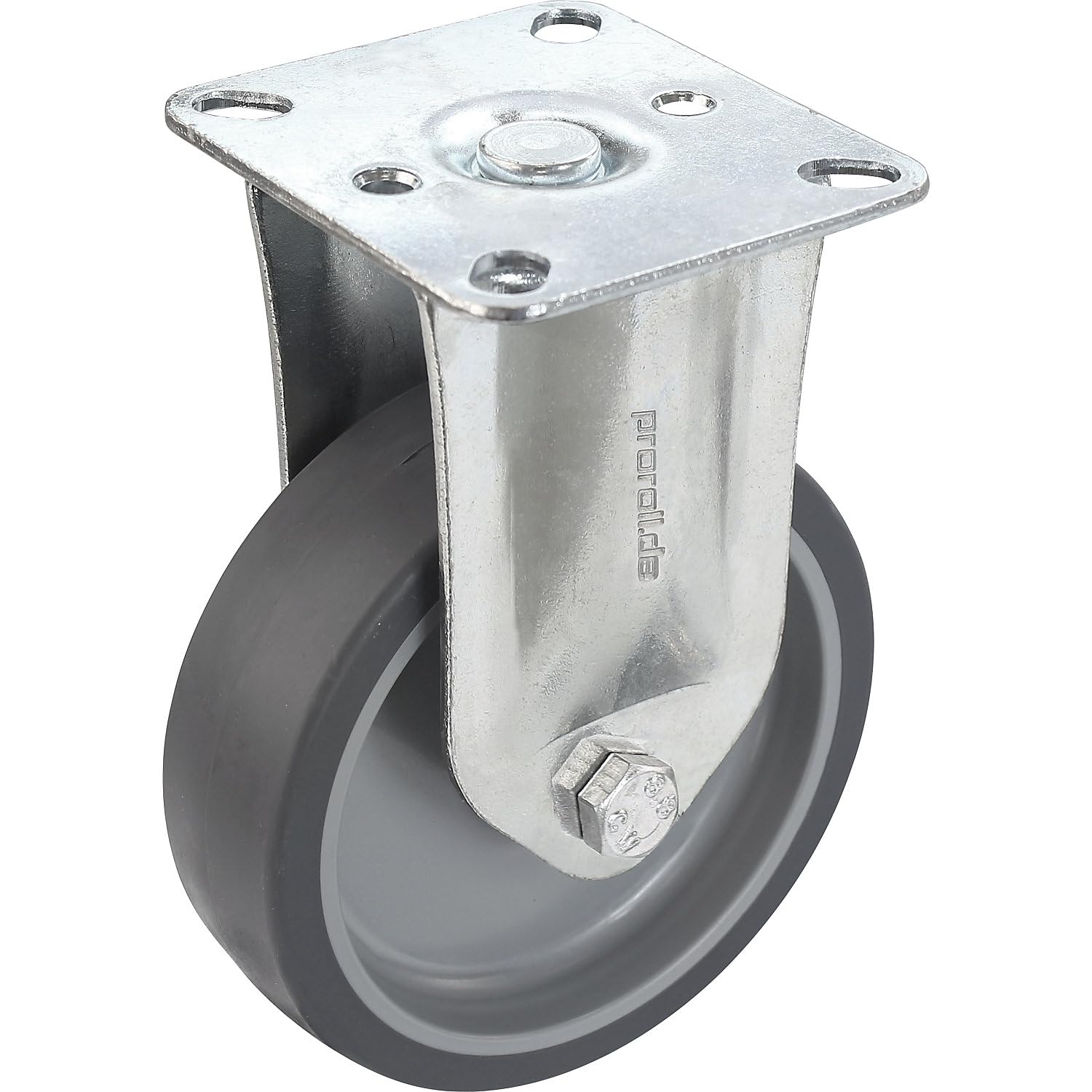 Set di ruote in gomma termoplastica | con piastra di montaggio | 2 rotelle pivottanti con fermo doppio e 2 rotelle a supporto fisso | Ø x larghezza ruota 75 x 25 mm | Con piastra di montaggio, 2 rotelle pivottanti con fermo doppio e 2 rotelle a supporto f