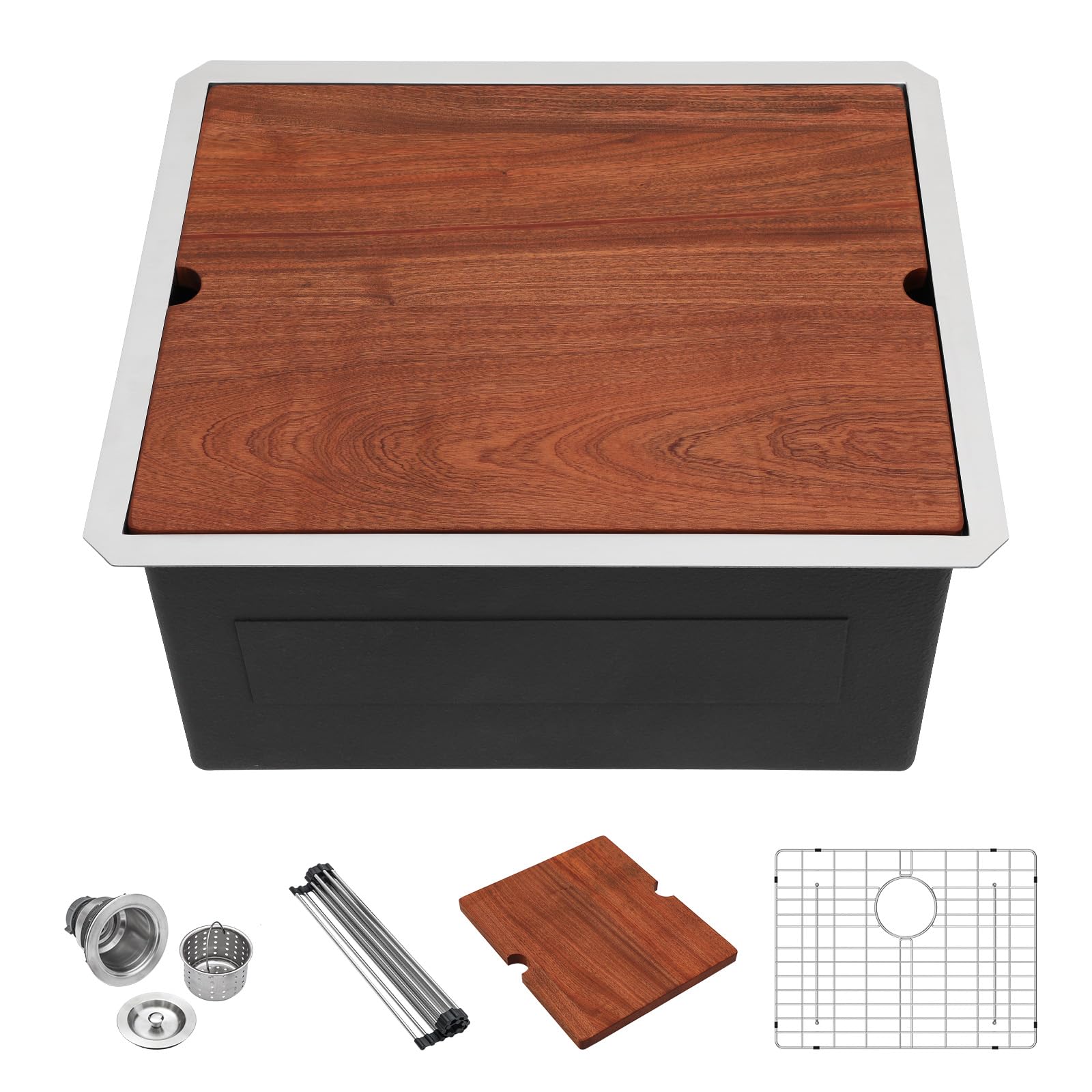 Lordear Deep Laundry Sink 21" x 19" x 13" Deep Laundry Utility Workstation Sink Undermount 16 Gauge Stainless Steel Laundry Room Kitchen Sink