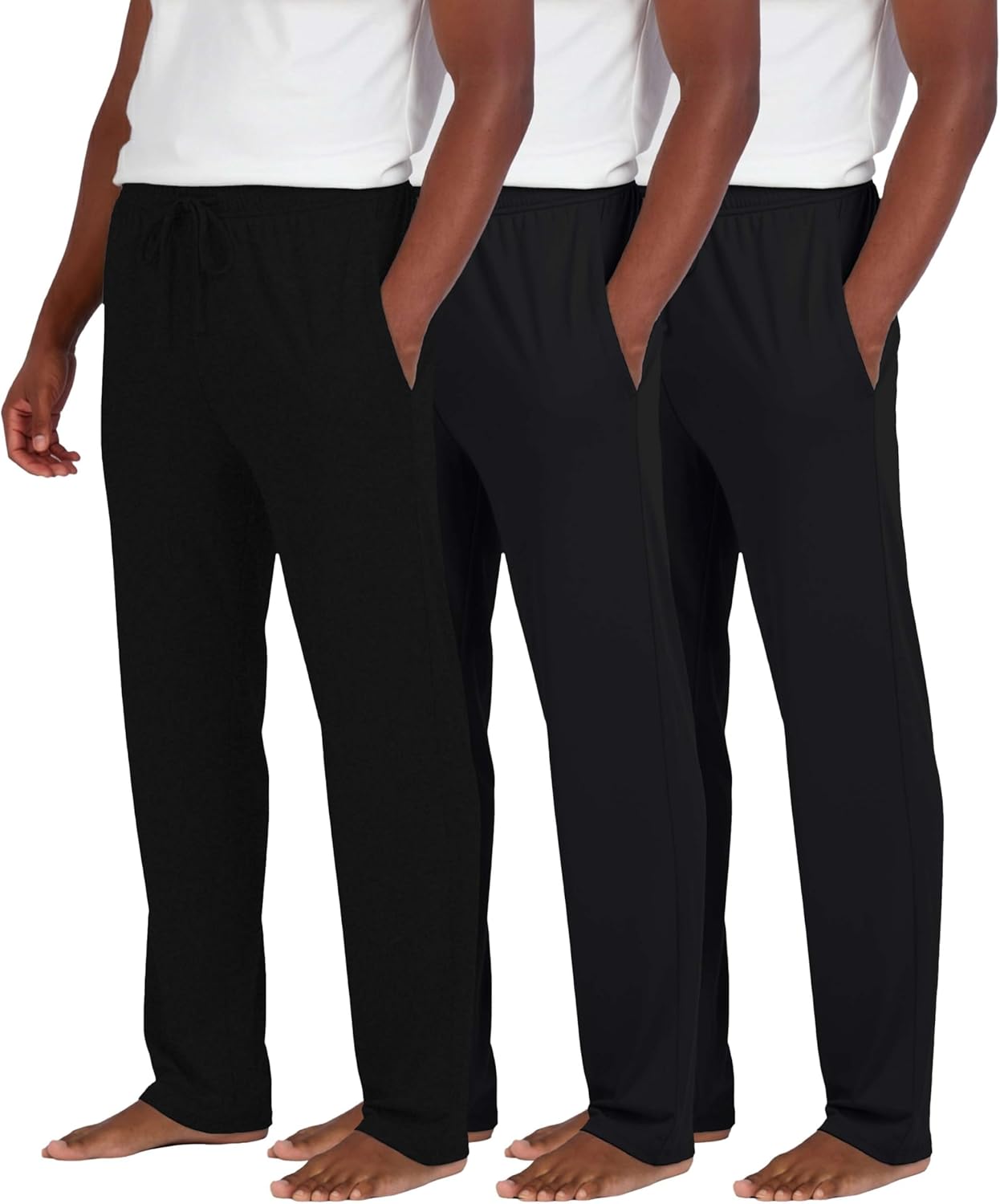 Real Essentials 3 Pack: Men's Pajama Pants Soft PJ Lounge Bottoms Loungewear Pijamas Elastic Waist Pockets (Big and Tall)