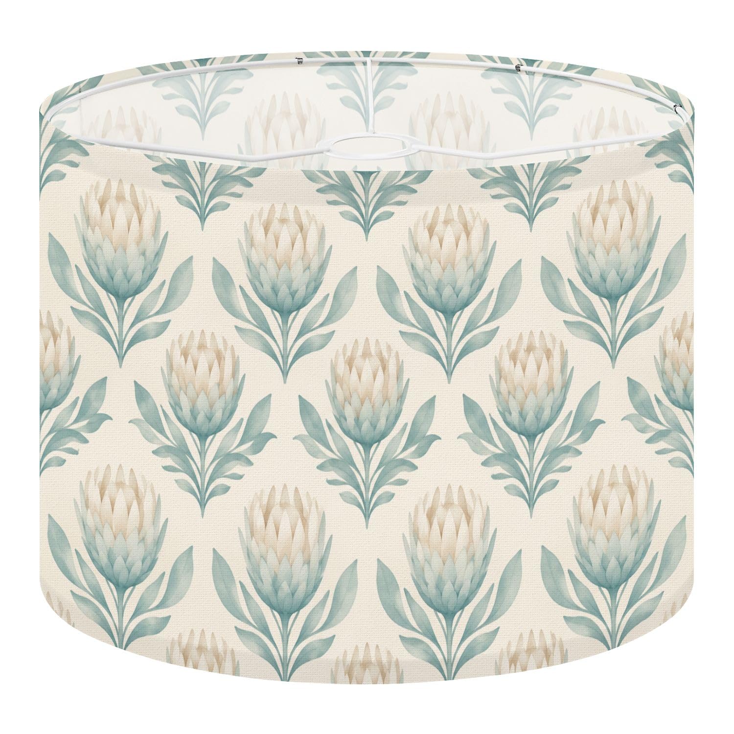 Deruinvaio Multi3 2Pcs 13In Lampshade Lamp Shade Protea Flower Seamless Soft Teal Cream For Ceiling Light, Table Lamp Floor Lamp Easy Assembly Replacement Light Shade