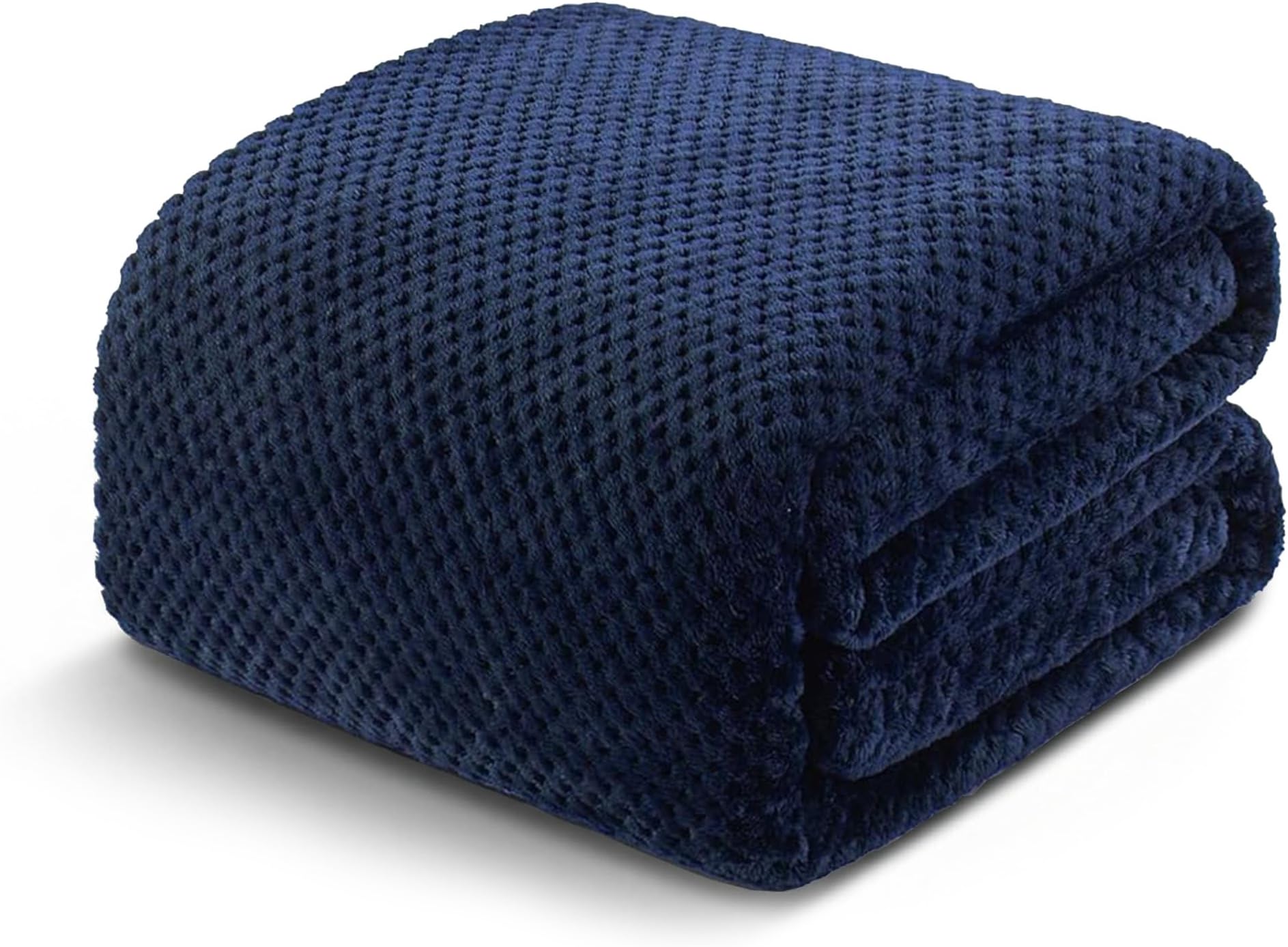 Exclusivo Mezcla Fleece Bed Blanket Queen Size, Super Soft and Warm Blankets for Couch, Sofa and Bed Waffle Textured, Cozy, Fuzzy and Lightweight, Navy Blue, 230x230 CM