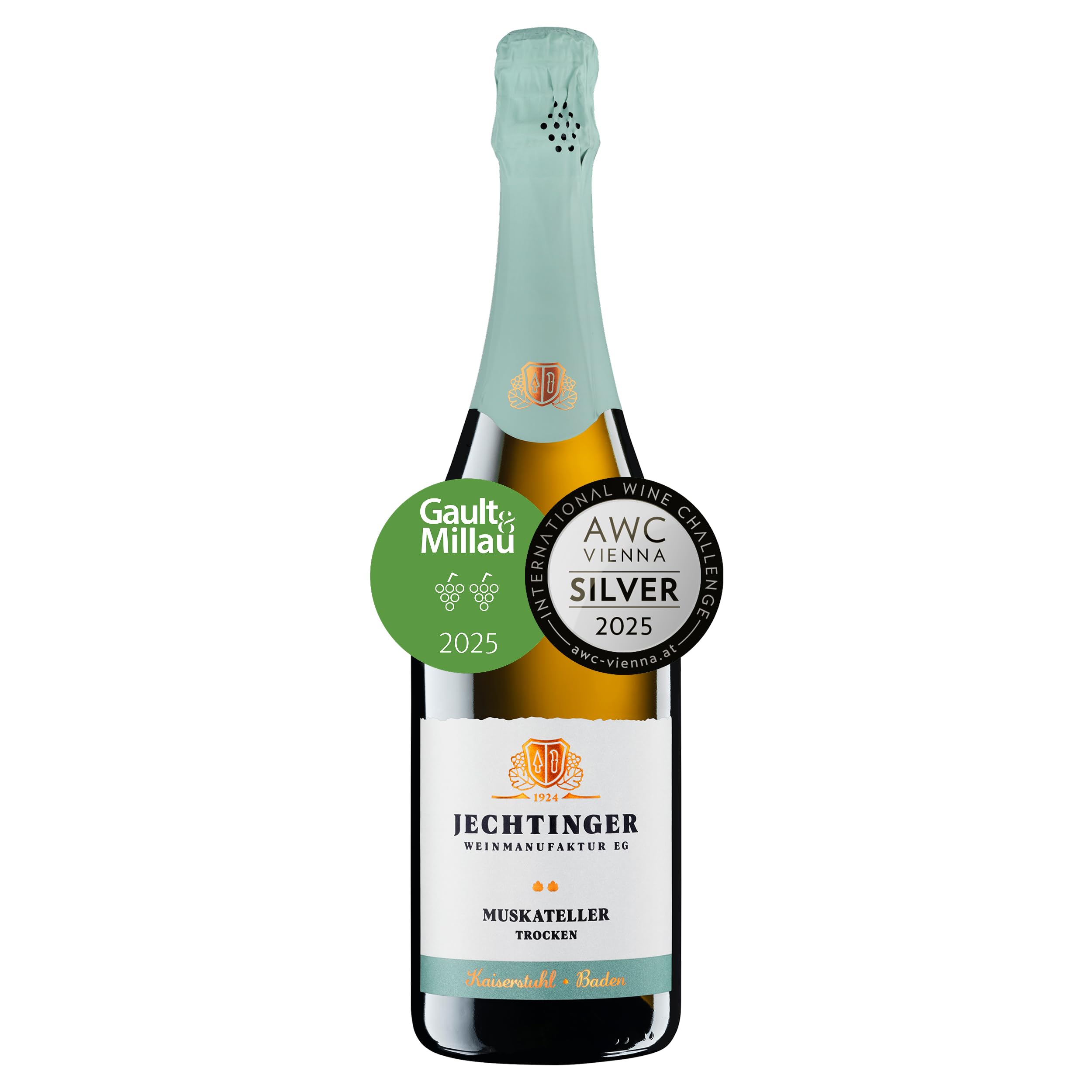 Jechtinger Muskateller Sekt extra trocken – SILBER 2025 AWC Vienna – Klassische Flaschengärung, blumig & frisch mit Mandarine & Muskatnuss (1 x 0,75 l)